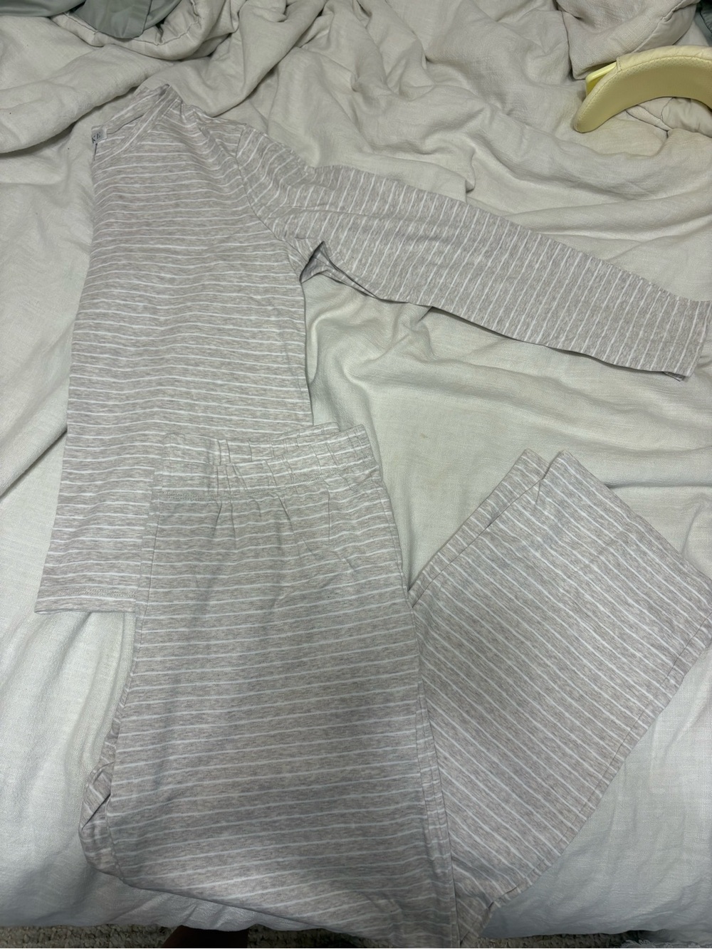Lake pajamas Heather oatmeal stripe set